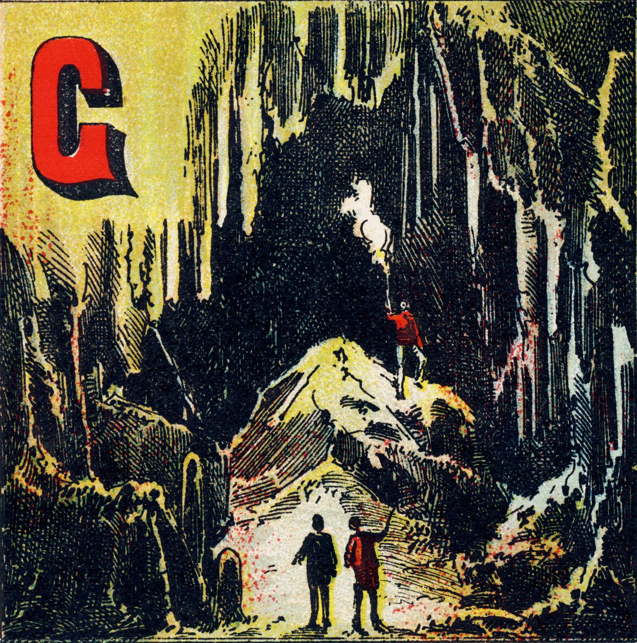 G: Caverna. Especece de caverne naturelle - Gravura extraída do alfabeto geográfico. Guerin-Muller et Cie, editeurs, Paris de Unbekannt