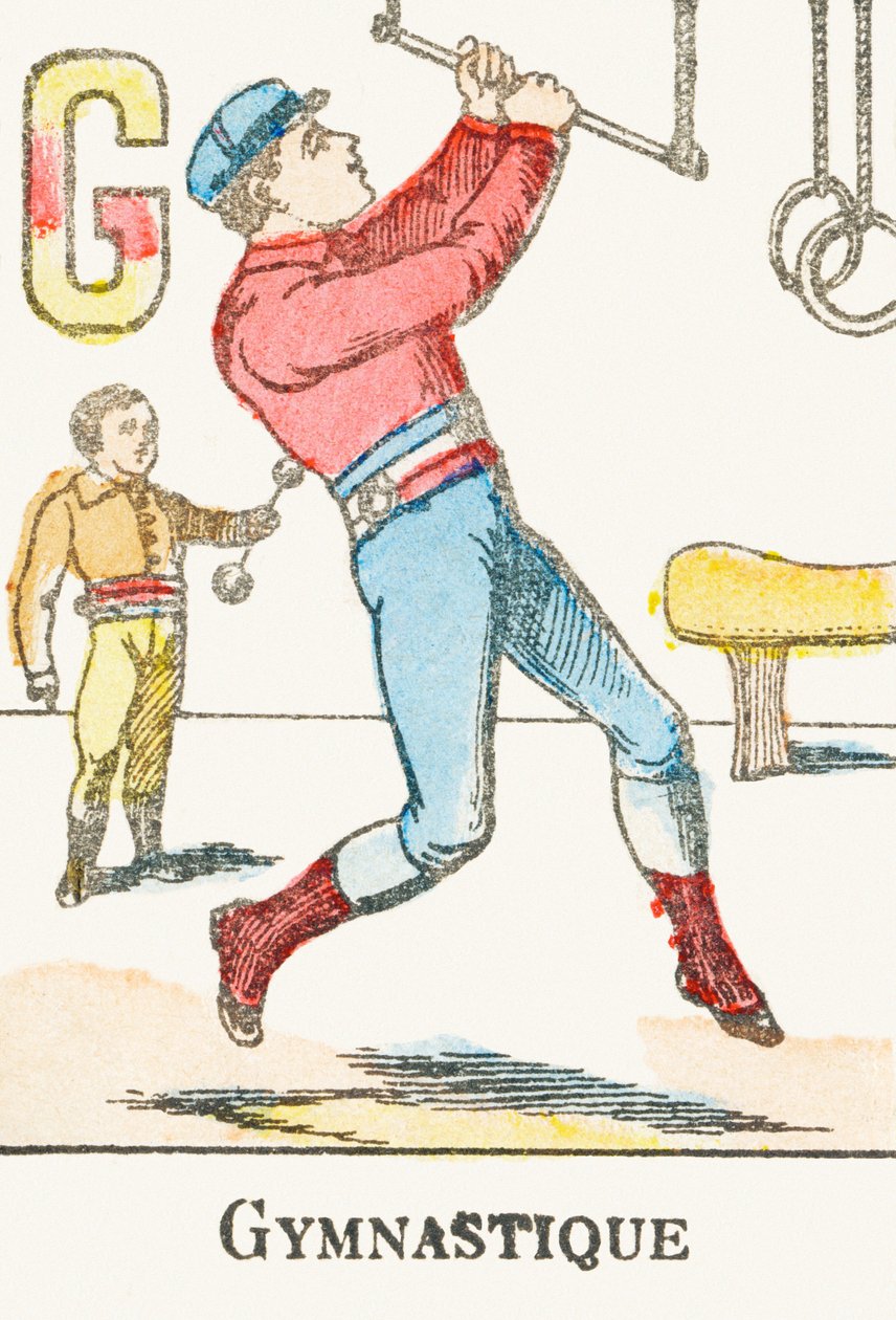 G : Ginástica - Gravura tirada do "Alphabet des jeux", por volta de 1890 de Unbekannt