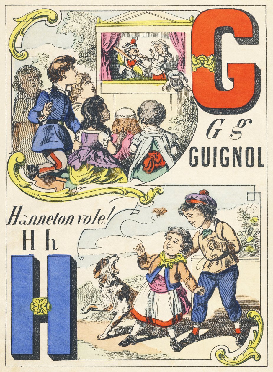 GH: Guignol, Hanneton arganaz! - Alfabeto de jogos, c.1890 (ilustração) de Unbekannt