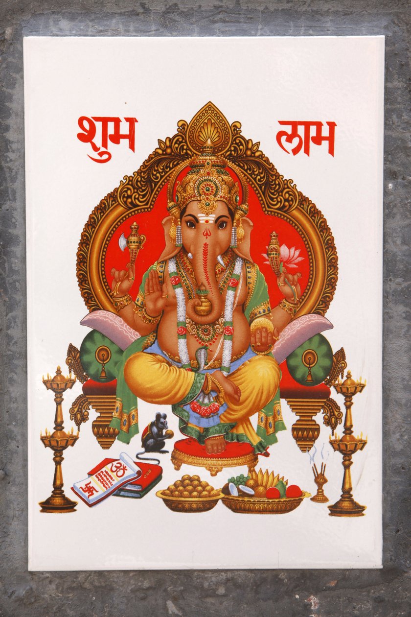Imagem de Ganesh num azulejo de cerâmica, Rishikesh, Índia de Unbekannt