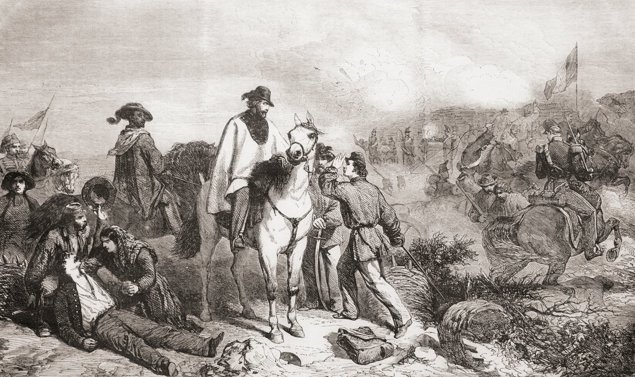 Garibaldi em Itália durante o cerco de Roma em 1849 de Unbekannter Künstler