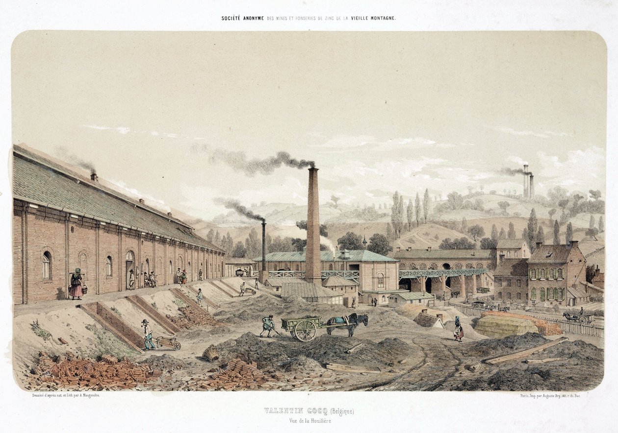 General Industrial Scenes Coalmine em Valentin Cocq, Bélgica de Unbekannt