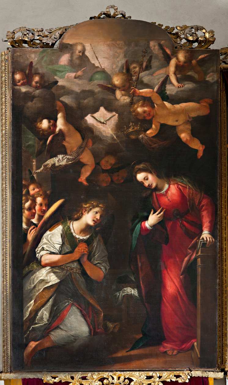 Génova, Duomo (Catedral de São Lourenço), no interior, corredor norte: "Anunciação, por G de Unbekannter Künstler