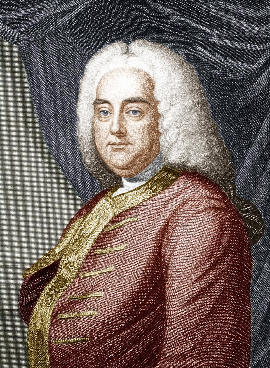 George Frideric Handel (gravura a cores) de Unbekannter Künstler