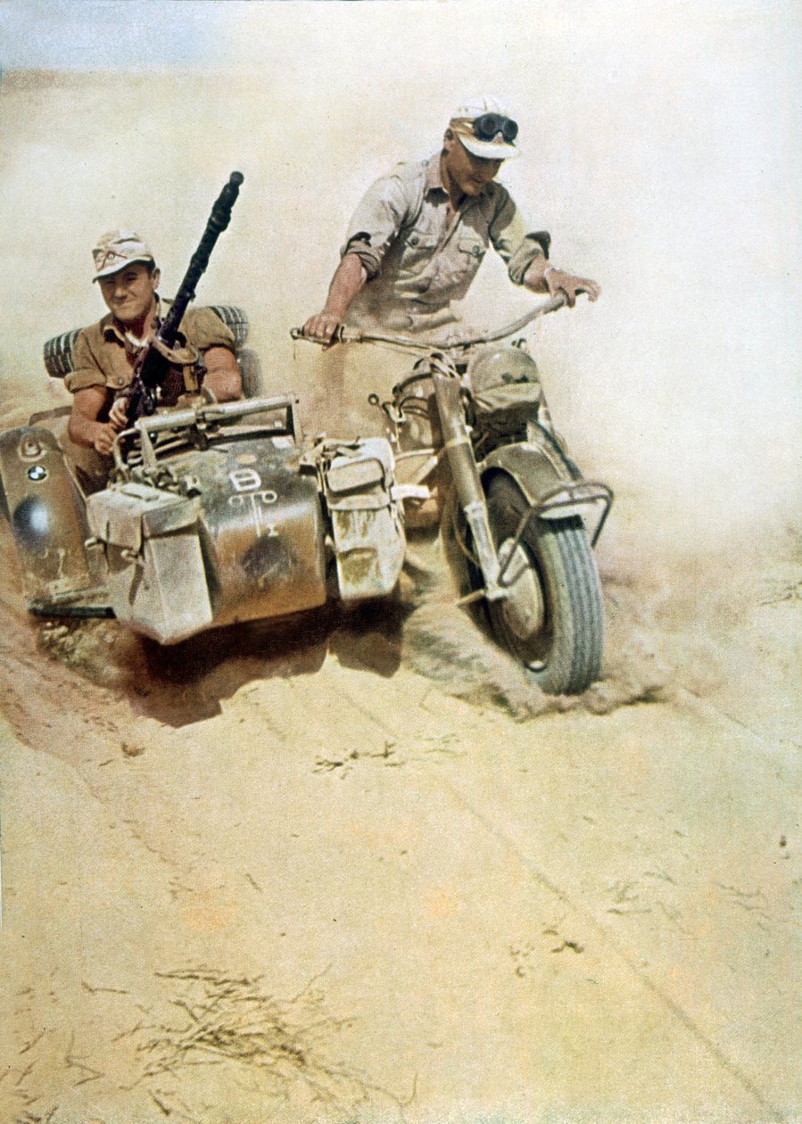 Soldados Alemães (Afrikakorps) durante a Campanha da Líbia de Unbekannter Künstler