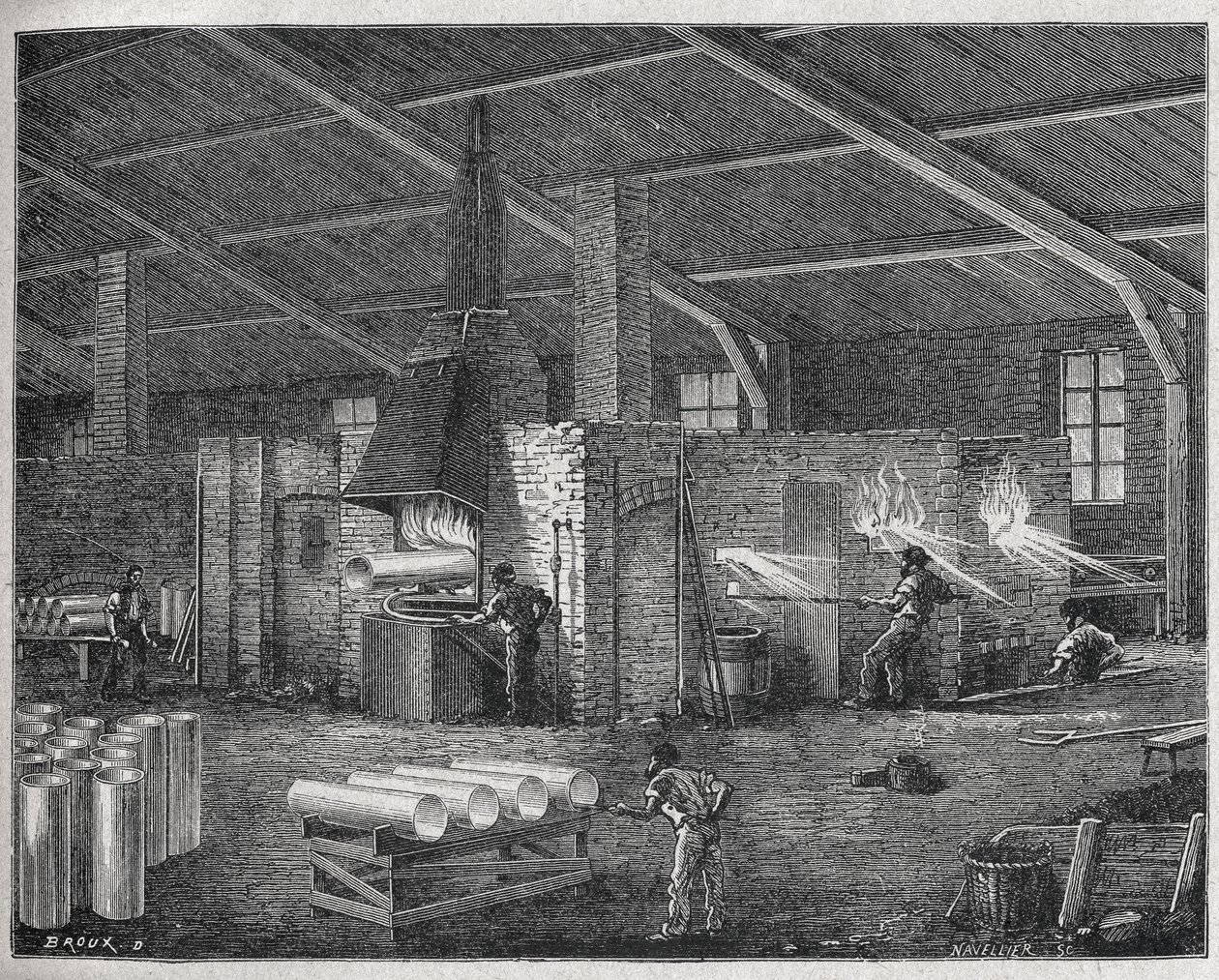 Fabricação de vidro, c. 1880 (gravura) de Unbekannter Künstler