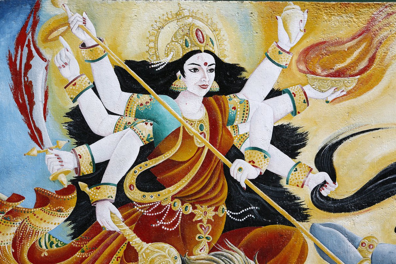 Deusa Durga derrotando o mal, Kathmandu, Nepal de Unbekannt