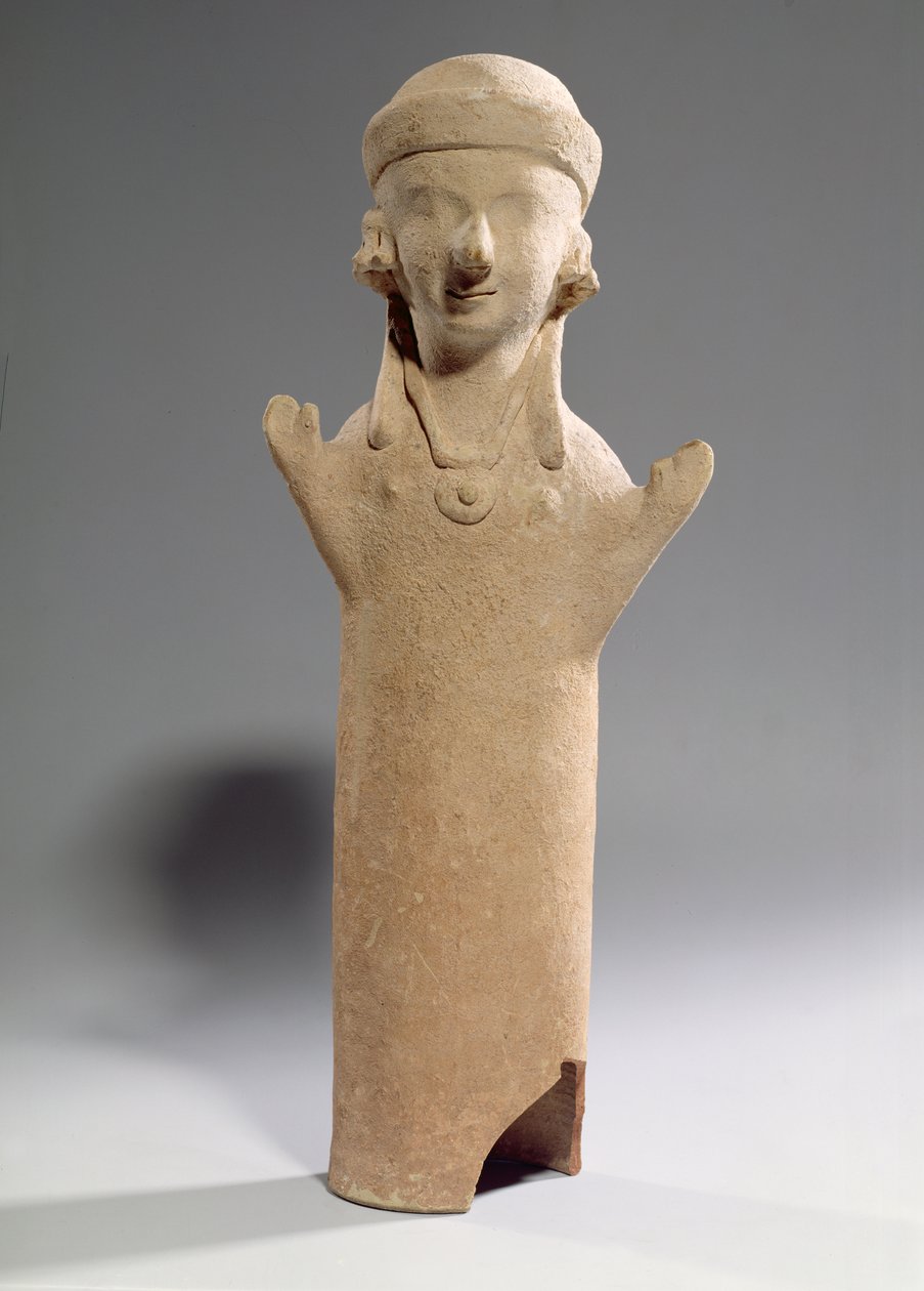 Deusa ou adoradora de braços erguidos, estatueta, c.550 a.C. (terracota) de Unbekannt