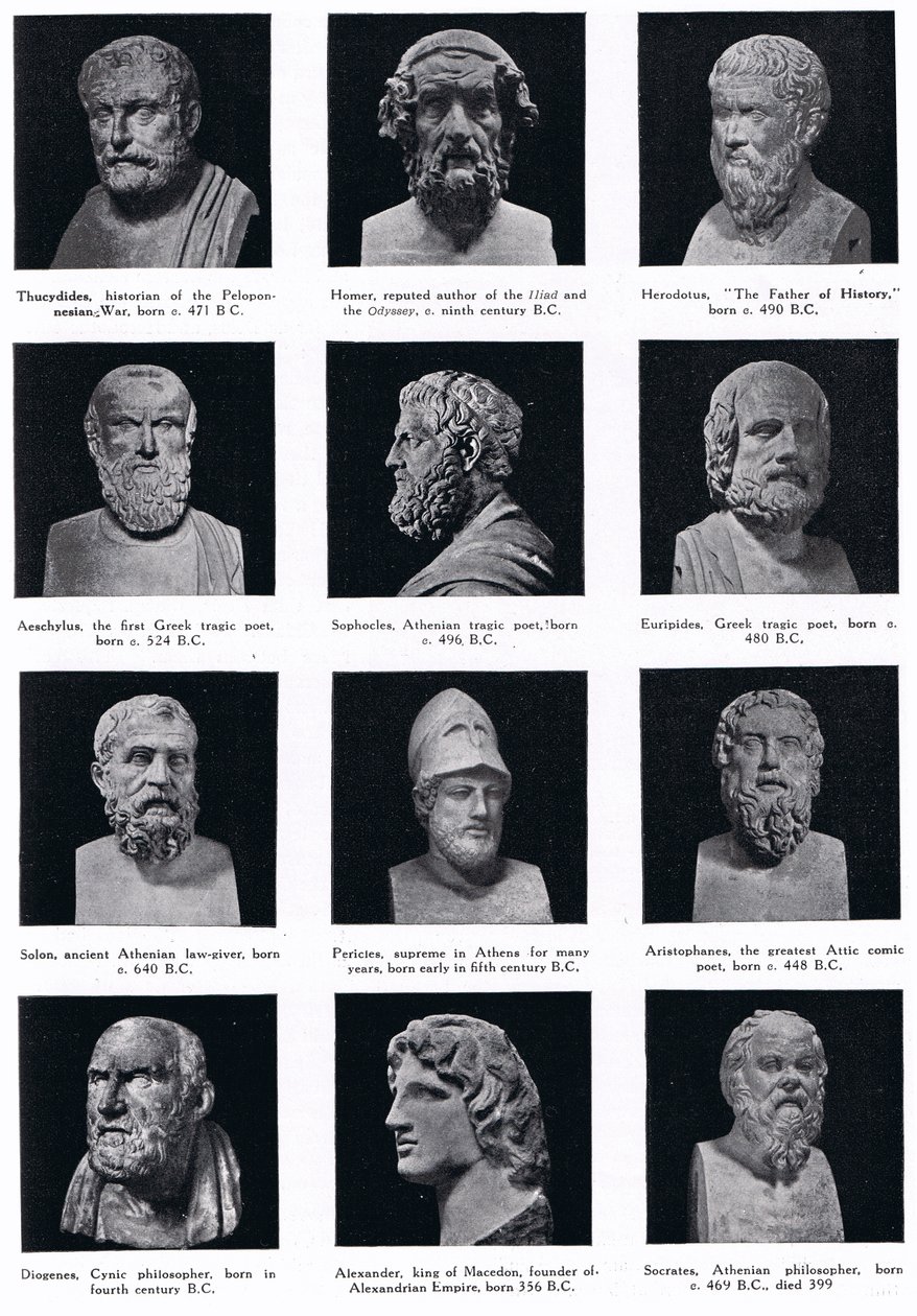 Grandes da história grega, ilustração da "História das Nações de Hutchinson". de Unbekannt