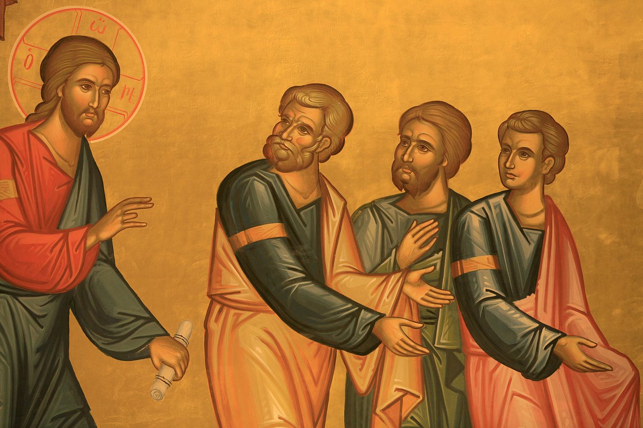 Afresco da igreja ortodoxa grega: Cristo depois da sua transfiguração Thessalonique Grece de Unbekannt