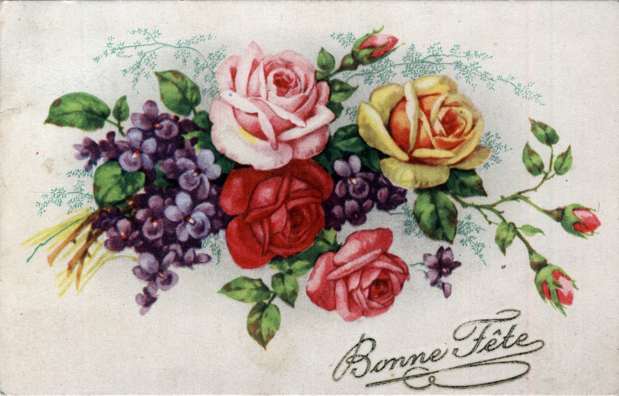 Cartão de felicitações para o Fete des Meres: Cartão postal de 1945 de Unbekannt