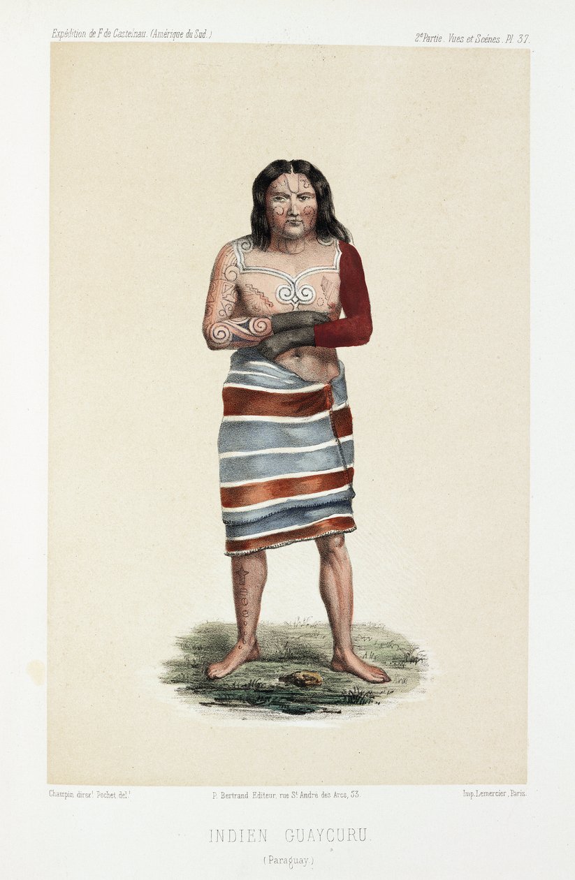 Índio Guaycuru, Paraguai, c 1843-1847 de Unbekannt