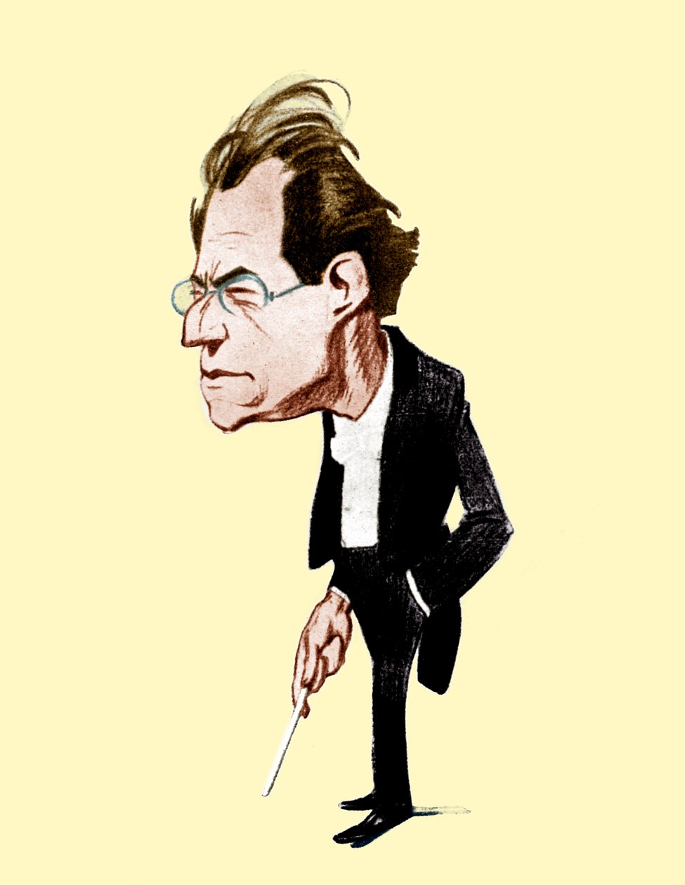 Gustav Mahler. Caricatura de Oscar Garvens compositor austríaco, 7 de Julho de 1860 - 18 de Maio de 1911. Oscar Garvens 1874-1951 de Unbekannt