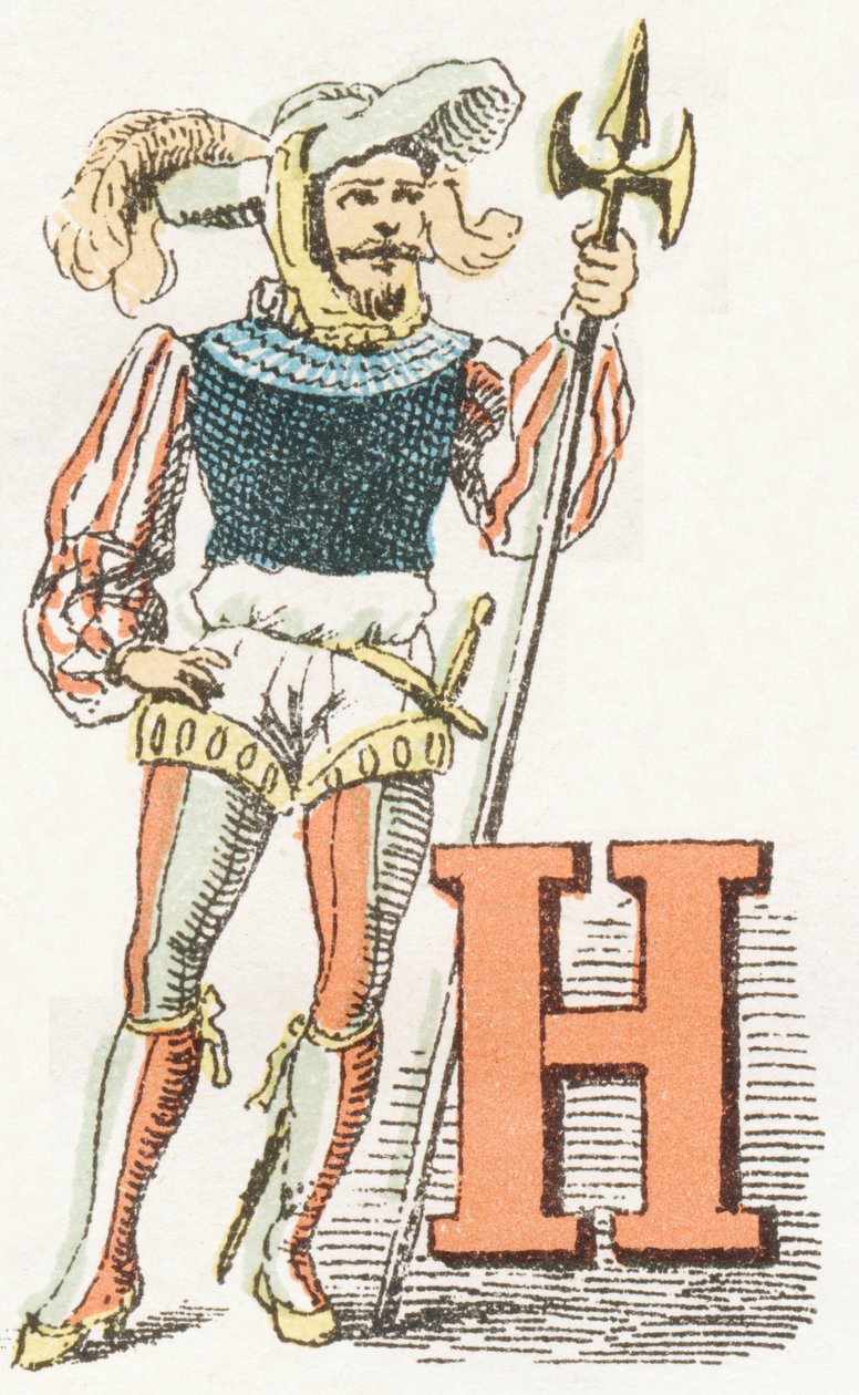 H - Hallebardier - Alfabeto Infantil, Edições Gordinne 1920 (gravura) de Unbekannt