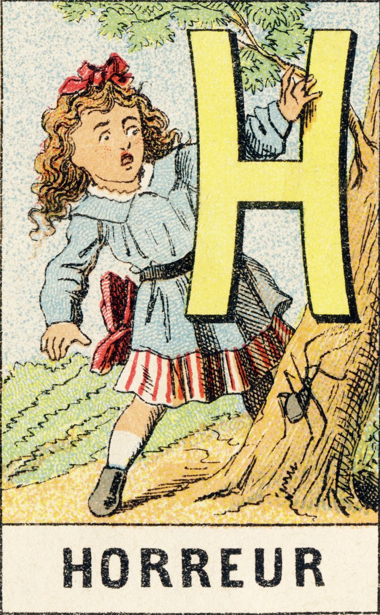 H : Horror - Gravura extraída de ABCD des petites filles. Pellerin & Cie, editora de impressoras, Epinal, por volta de 1890. Serie A. Dimensões : 19 x 13,5 cm. de Unbekannt