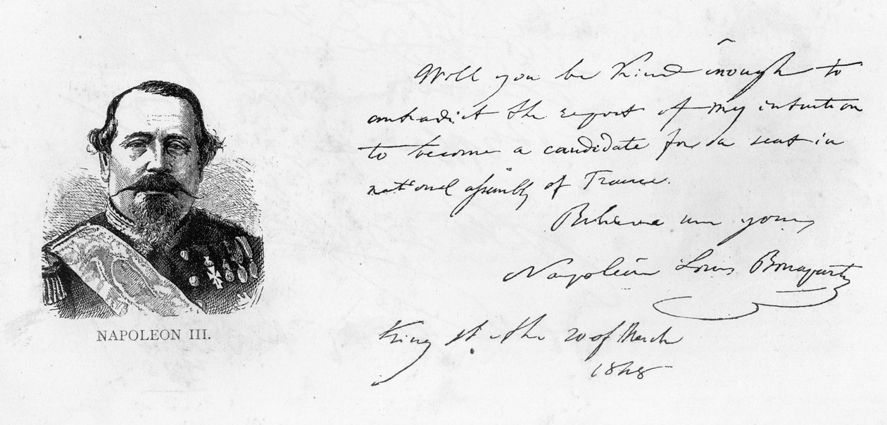 Caligrafia e Assinatura de Napoleão III de Unbekannt