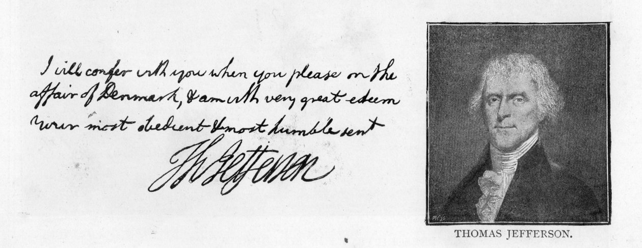 Caligrafia e assinatura de uma carta de Thomas Jefferson a John Paul Jones, escrita em Paris, em 11 de julho de Unbekannt