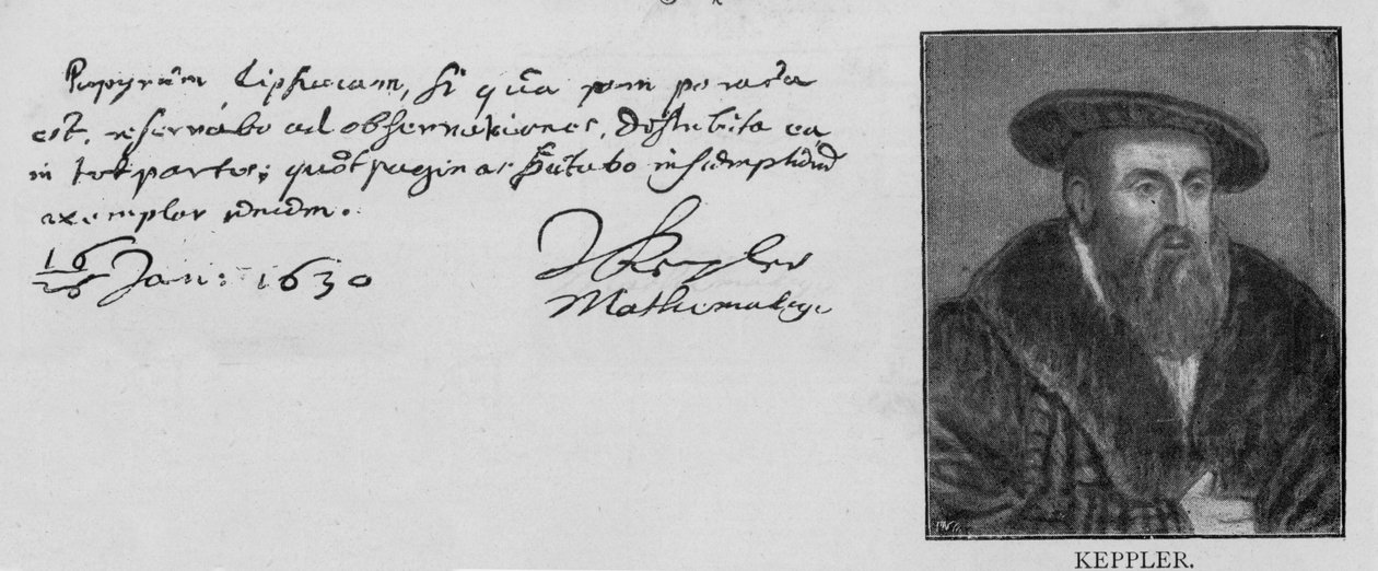 Caligrafia e assinatura de Johannes Kepler (1571-1630) de Unbekannt