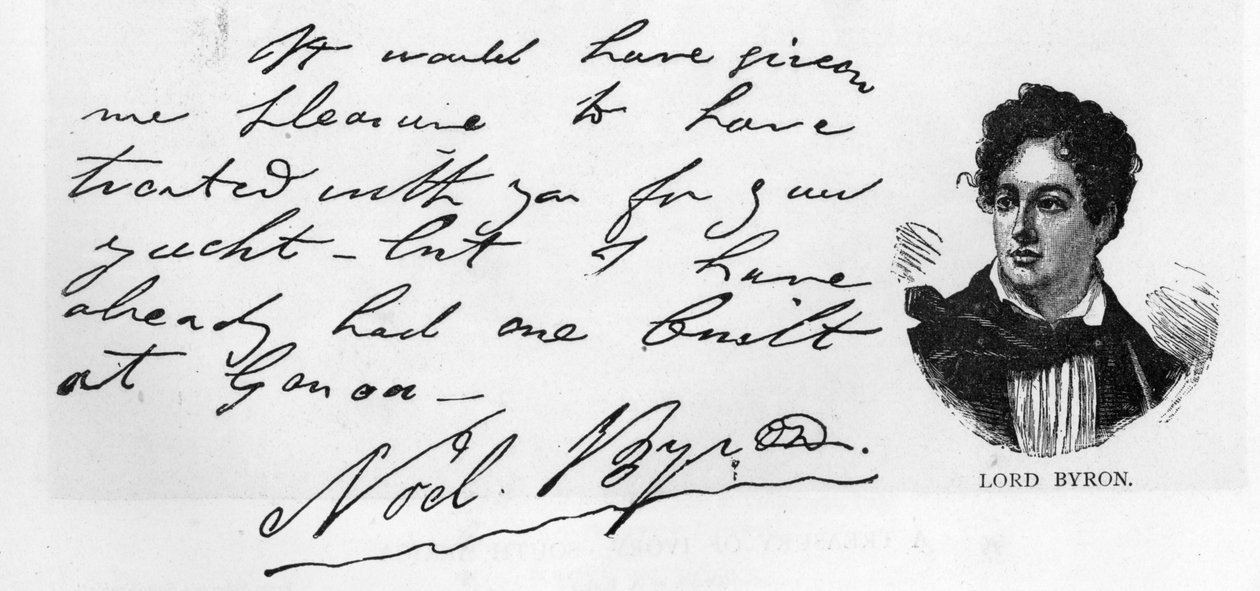 Caligrafia e assinatura de Lord Byron, Março de 1822 (caneta e tinta sobre papel) de Unbekannt