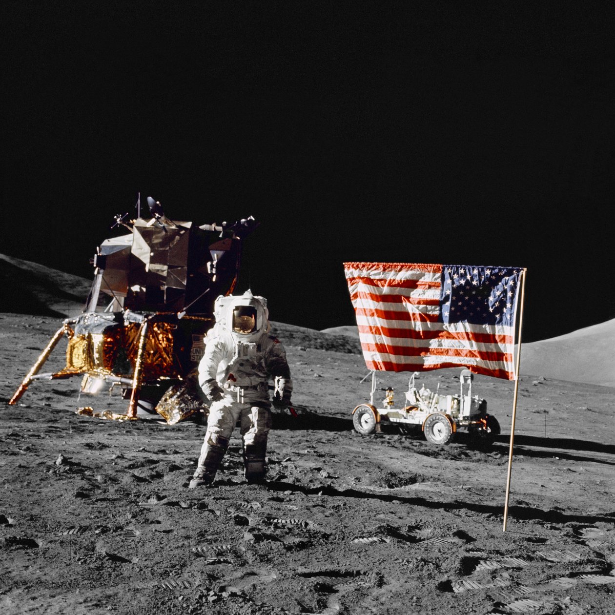 Harrison H Schmitt na superfície lunar durante a missão de aterragem da Apollo 17 de Unbekannt