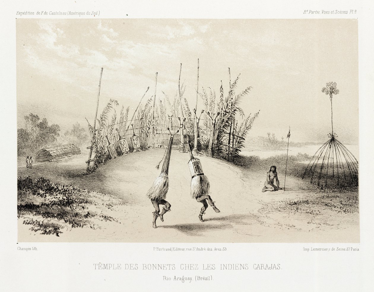 Templo de Cabeleireiro dos Índios Carajás, Brasil, c 1843-1847 de Unbekannt
