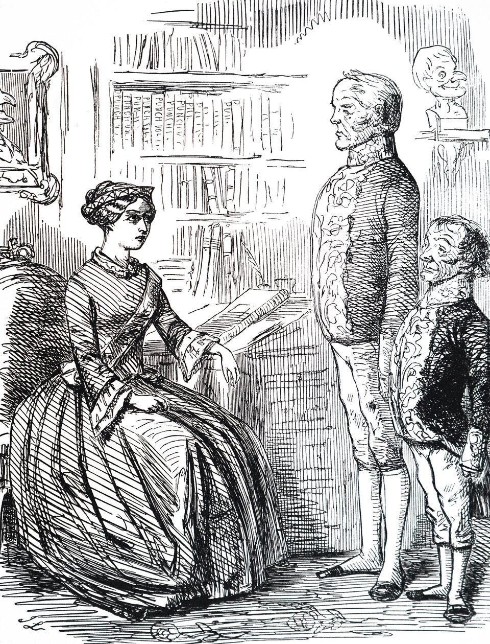 Henry John Temple, 3º Visconde de Palmerston, entrega à Rainha Vitória a sua demissão. de Unbekannter Künstler