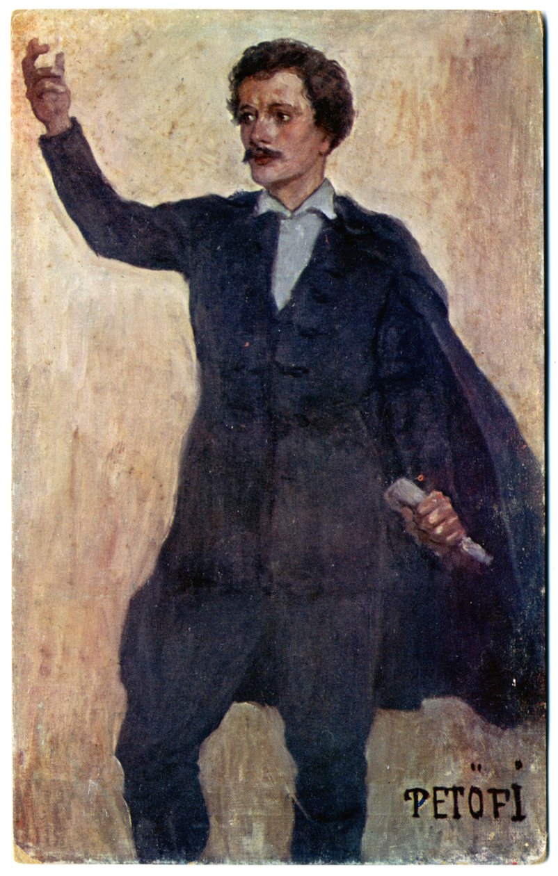 História. Hungria. O poeta e revolucionário Sandor Petofi. Cartão postal, Hungria, c.1920 (cartão postal) de Unbekannter Künstler