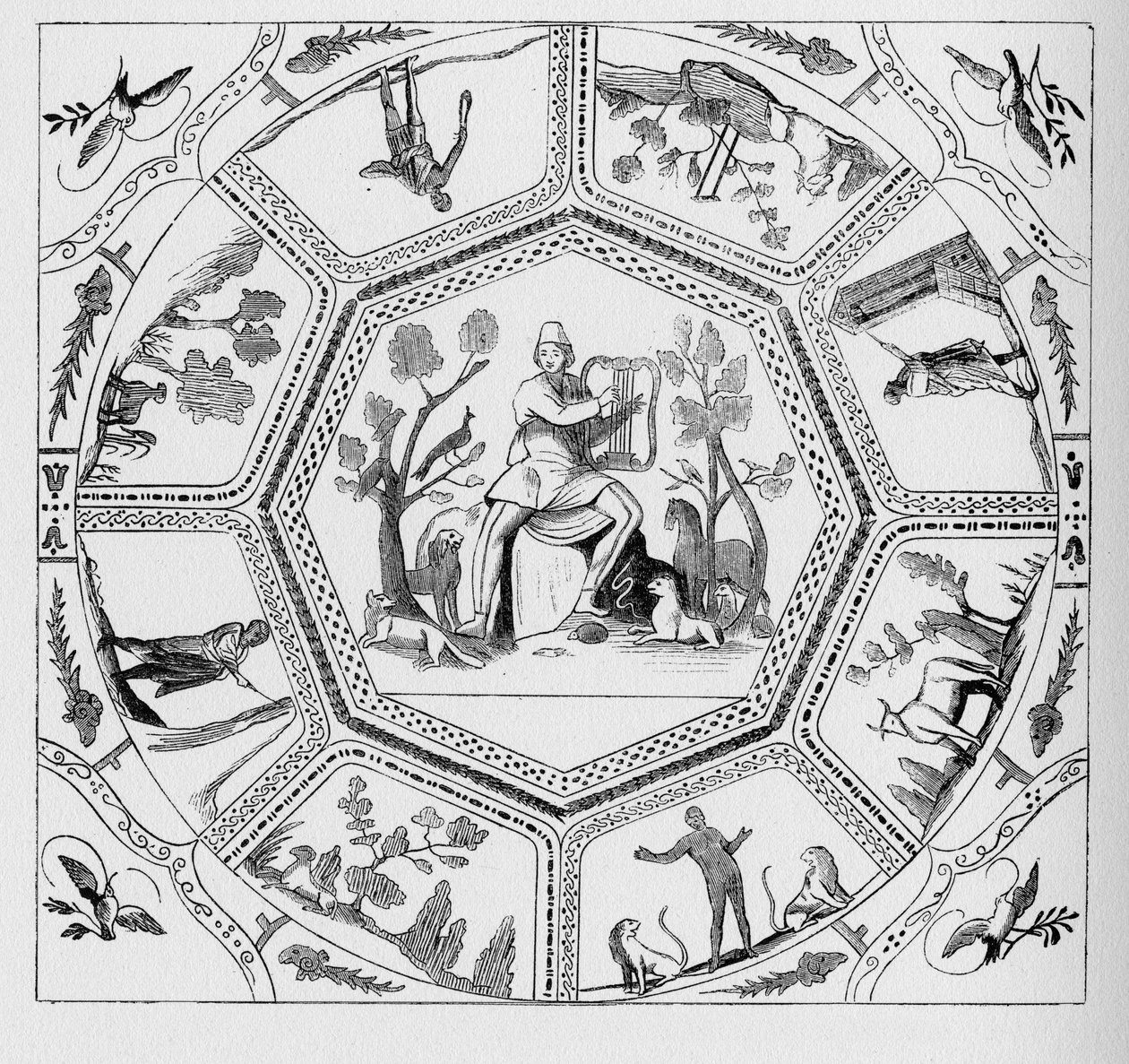 História da Roma Antiga. Pinturas do primeiro século no topo de uma igreja de Unbekannt