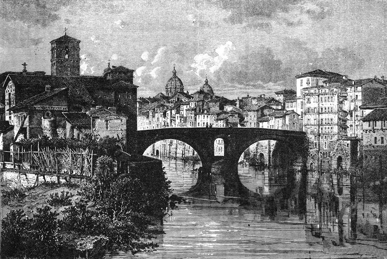 História da Roma Antiga. A ilha Tiberina no rio Tibre Roma de Unbekannt