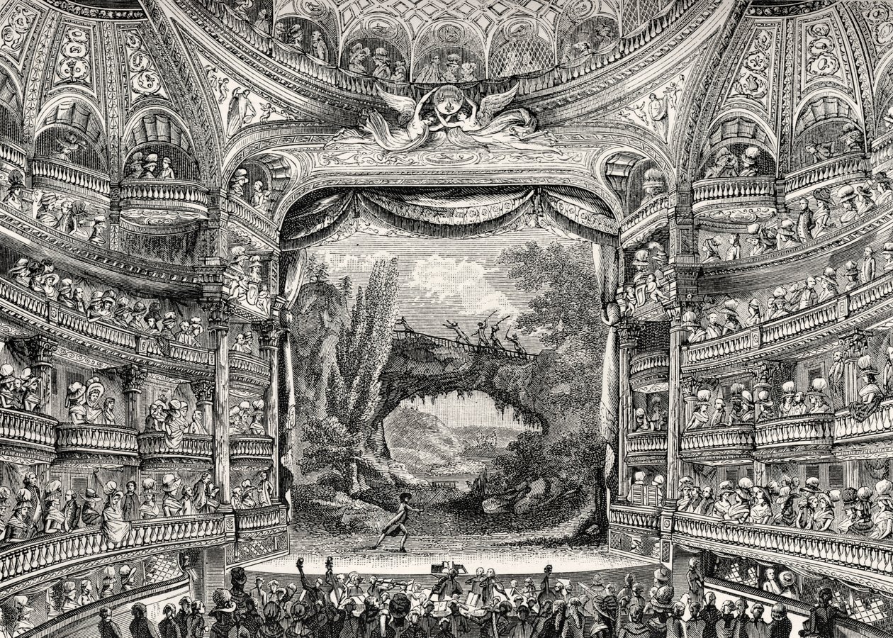 História do teatro: O teatro Variétés Amusantes em Paris (atualmente Théâtre-Francais) de Unbekannter Künstler