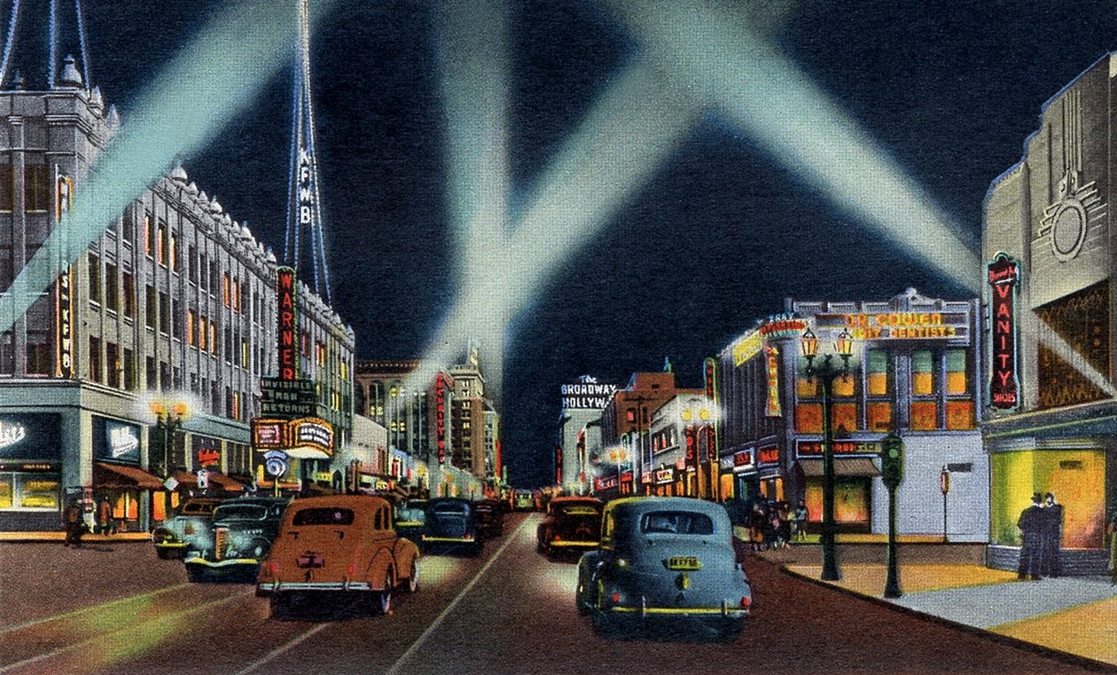 Hollywood boulevard à noite Califórnia de Unbekannter Künstler