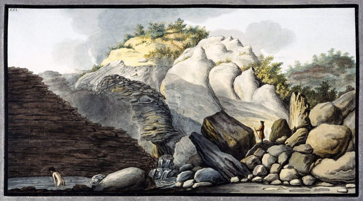 Primavera quente no Solfaterra, perto de Nápoles, Reino de Nápoles, c 1760 de Unbekannter Künstler