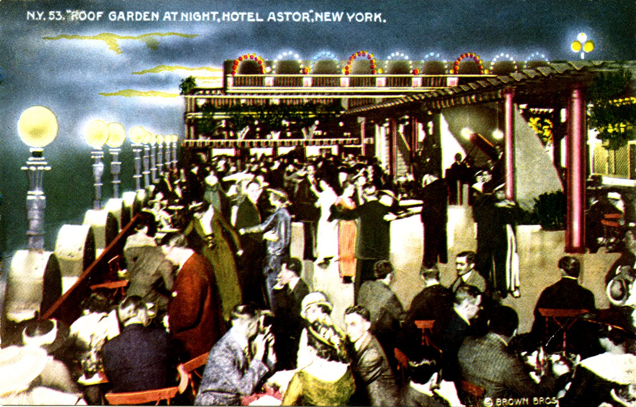 Hotel Astor, Nova Iorque - jardim no telhado à noite de Unbekannter Künstler