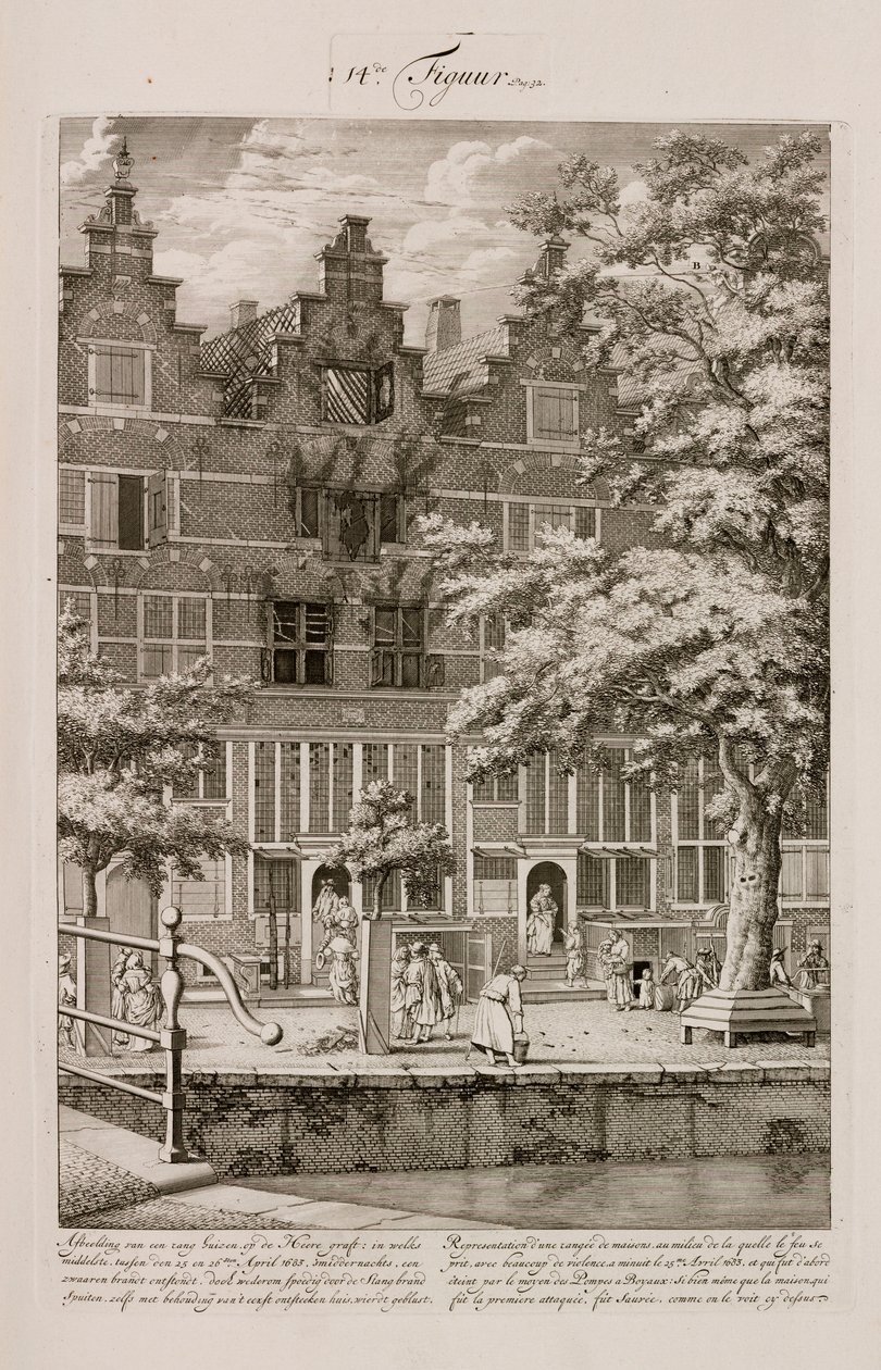 Casa danificada pelo fogo, Amsterdão, Holanda de Unbekannt