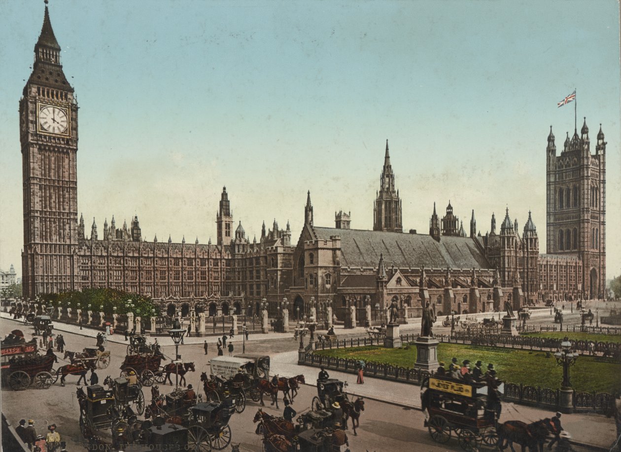 Houses of Parliament, Londres, c.1890-1900 (impressão fotocromecânica) de Unbekannt