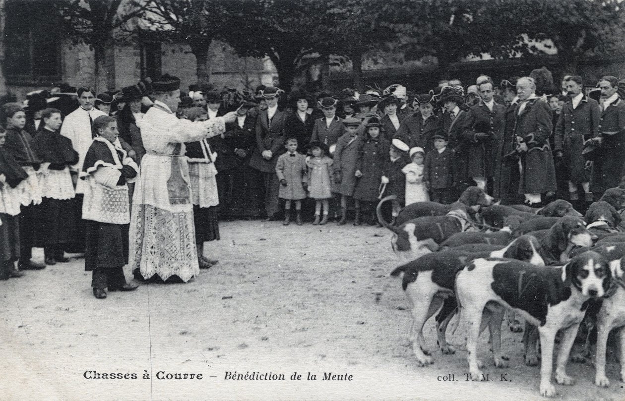 Caça: bênção da matilha de cães - Cartão postal no final do século XIX - início do século XX de Unbekannt
