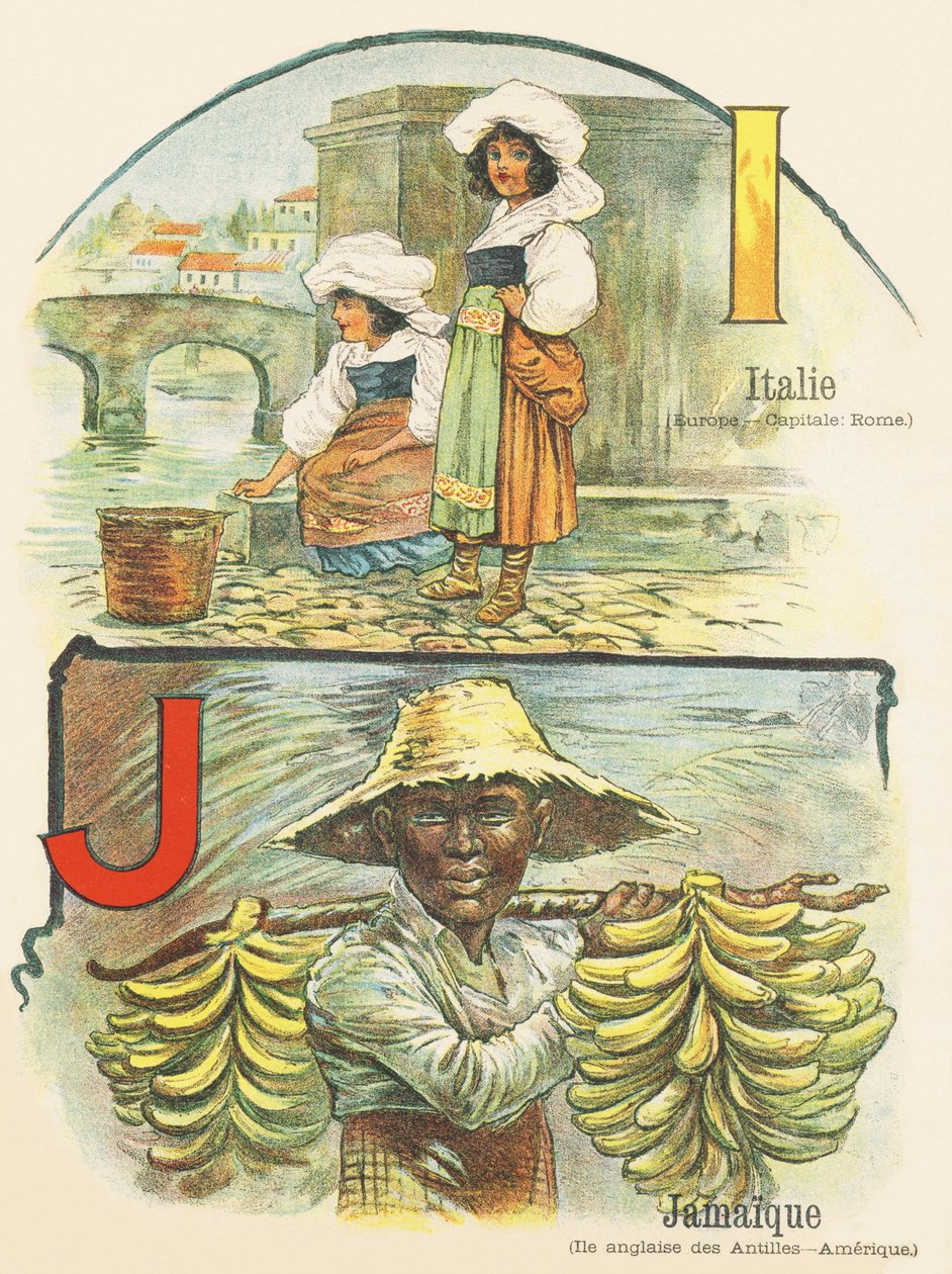 I J : Itália , Jamaica - ABC dos dois mundos. Emile Guerin, editor, Paris, por volta de 1900. Dimensões : 27,5 x 21,5 cm de Unbekannt
