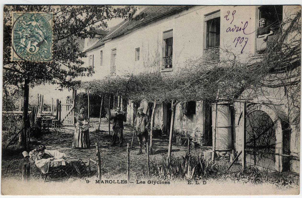Ile de France, Val de Marne (94), Marolles en Brie (Marolles-en-Brie): Les Glycines - Cartão Postal datado de 1907 de Unknown
