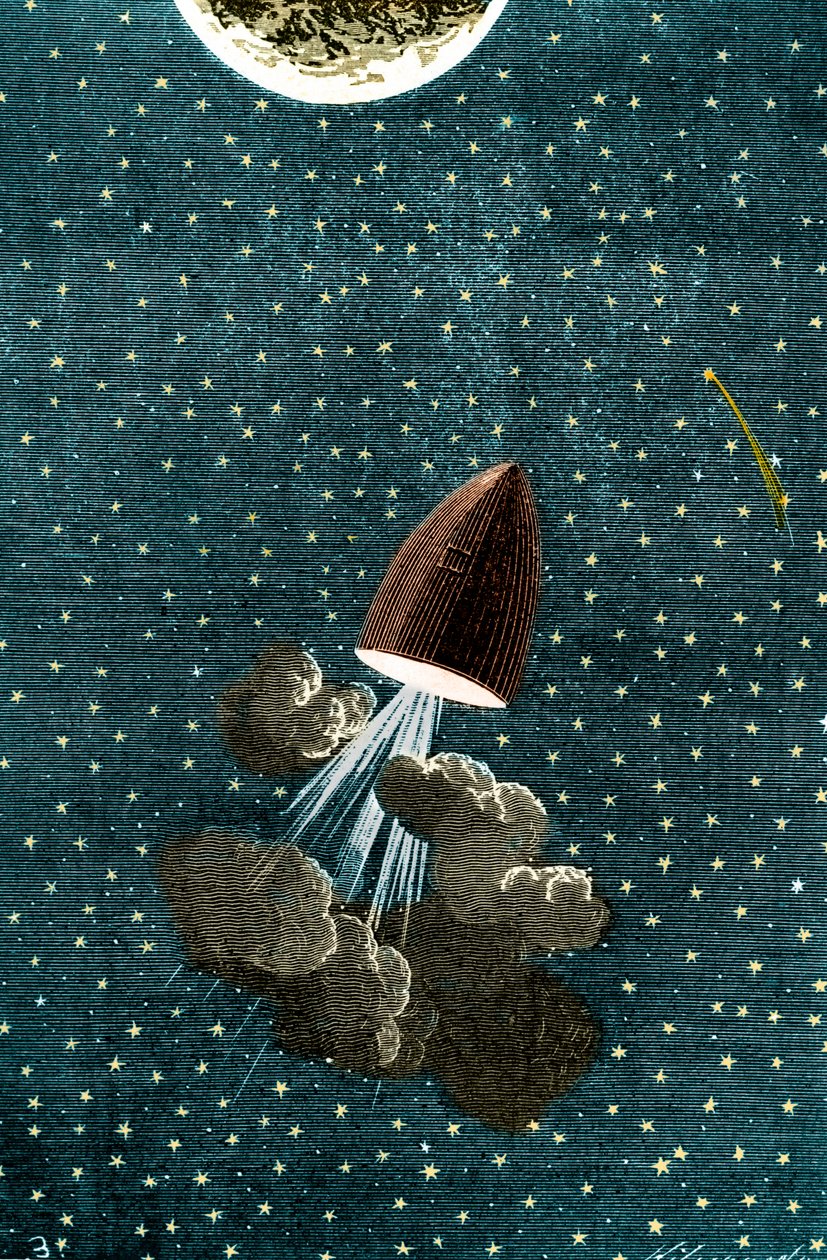 Ilustração do livro de Jules Verne: Around the Moon (Em torno da Lua) de Unbekannt