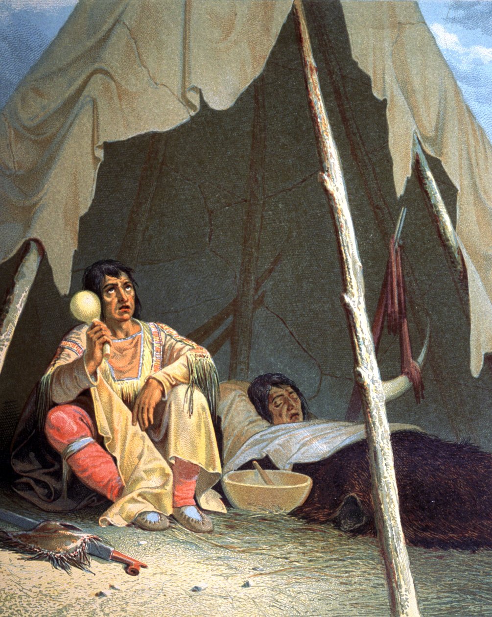 Tribos indígenas dos Estados Unidos, EUA, segunda metade do século XIX (ilustração) de Unbekannter Künstler
