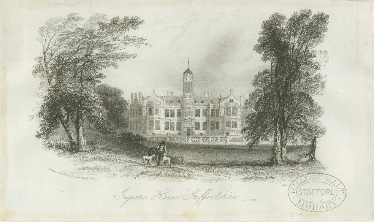 Ingestre Hall: gravura em aço, 1 de abril de 1841 de Unbekannt