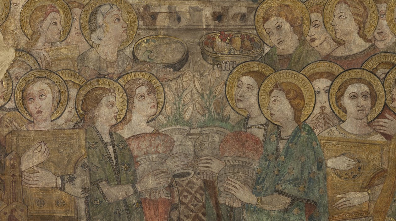 Interior. Travessia norte. Altar (Altar de las pinturas murales). Original da capela principal. Pinturas murais (fresco?). Pormenor. Fim do século XIV. de Unbekannt