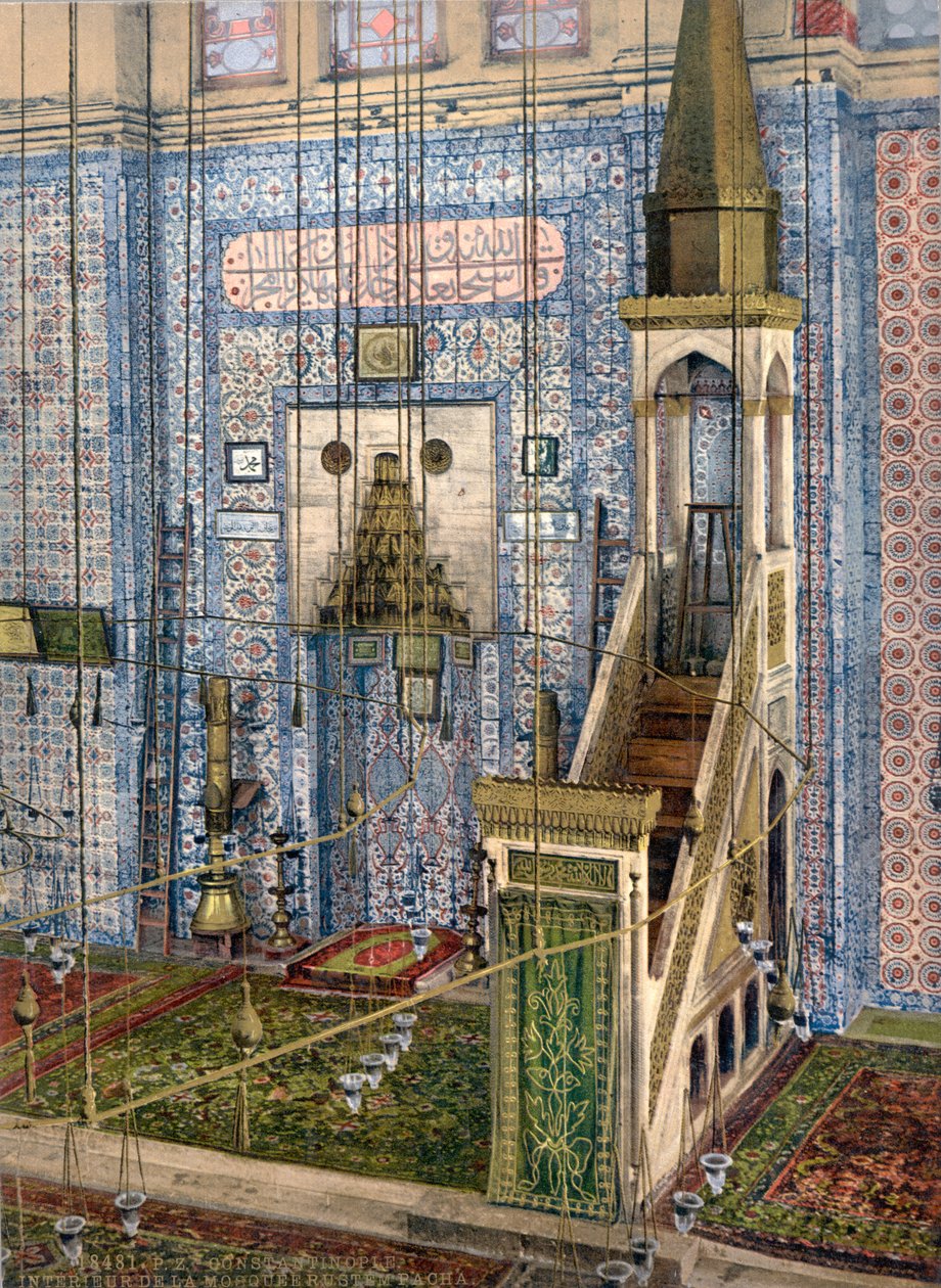 Interior da Mesquita Rustem Pasha, Constantinopla, c. 1890-1900 de Unbekannt