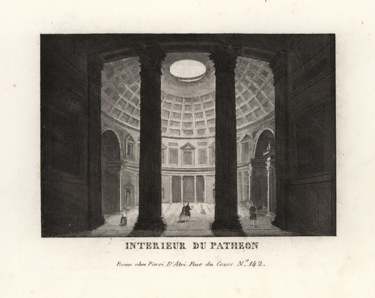 Interior do Panteão mostrando a cúpula e o oculo caixotão, Roma de Unbekannt