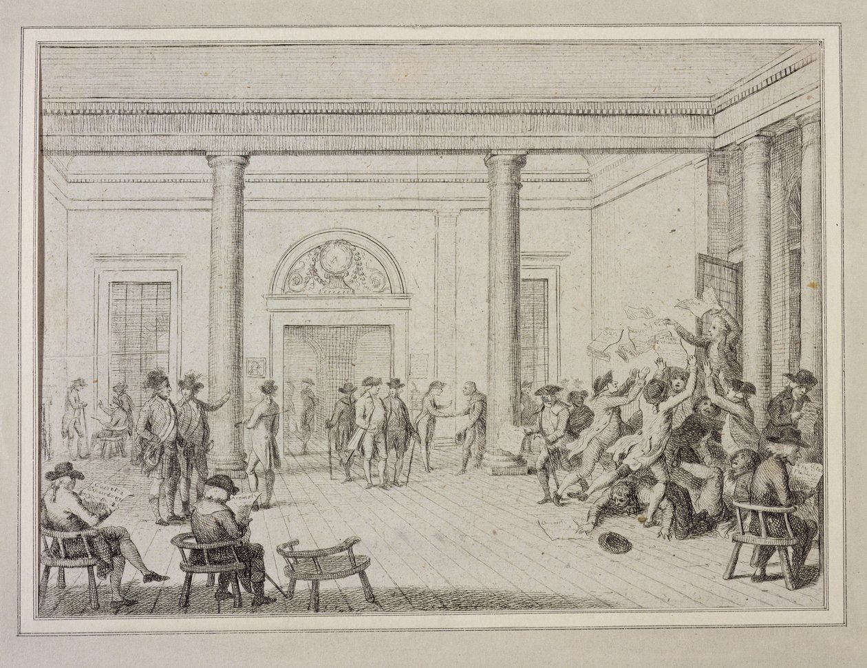 Interior da Bolsa de Valores, c.1790 (gravura) de Unbekannt