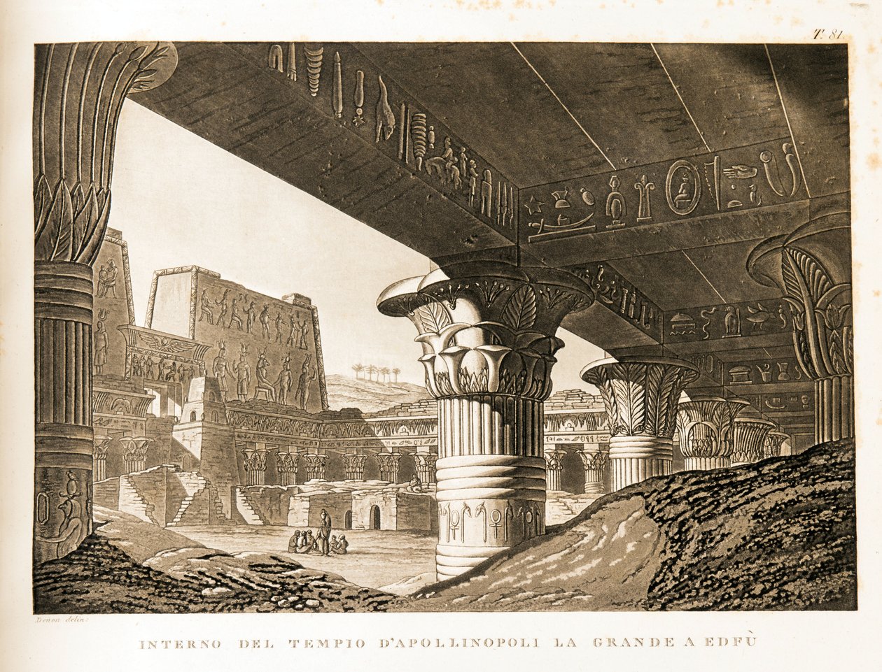 Vista Interna do Templo de Apollinopolis em Edfu, Egipto Ilustração do Atlas do Egipto de Unbekannter Künstler