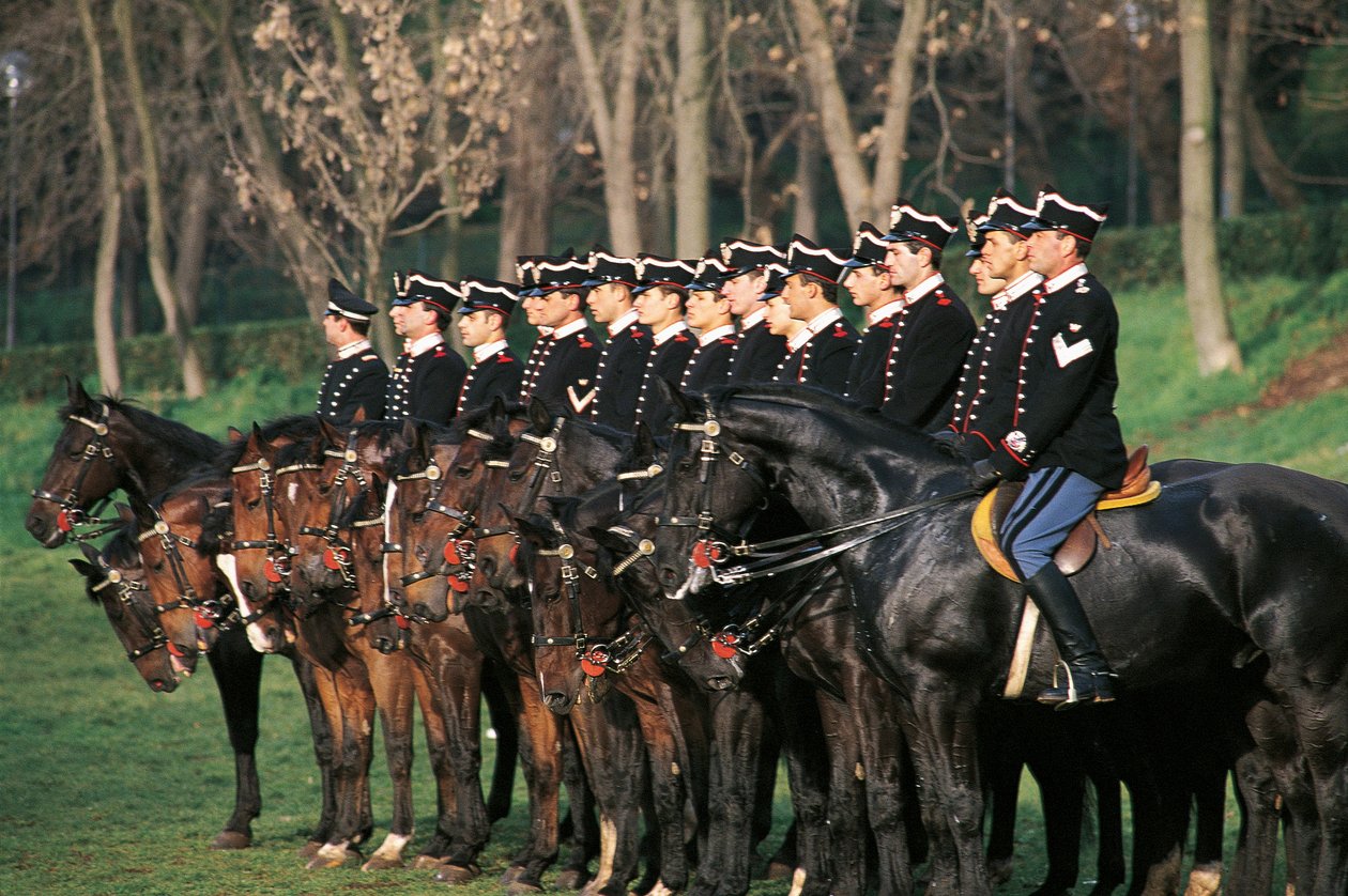 Itália, Esquadrão Cuirassiers a cavalo em fila de William M. Timlin