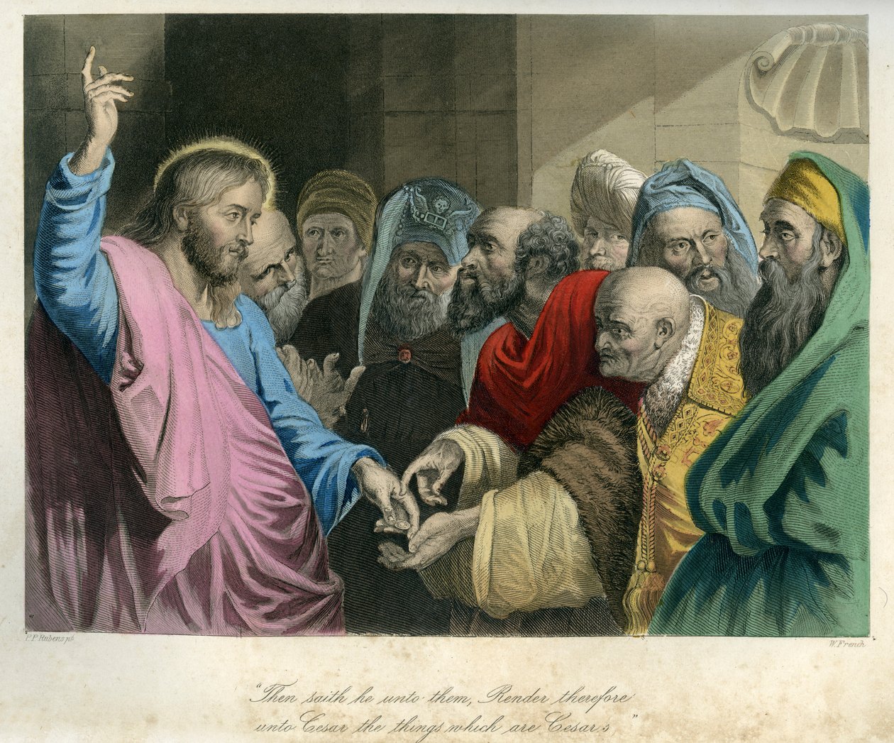 Jesus segurando a moeda romana - Bíblia, Novo Testamento de Unbekannter Künstler