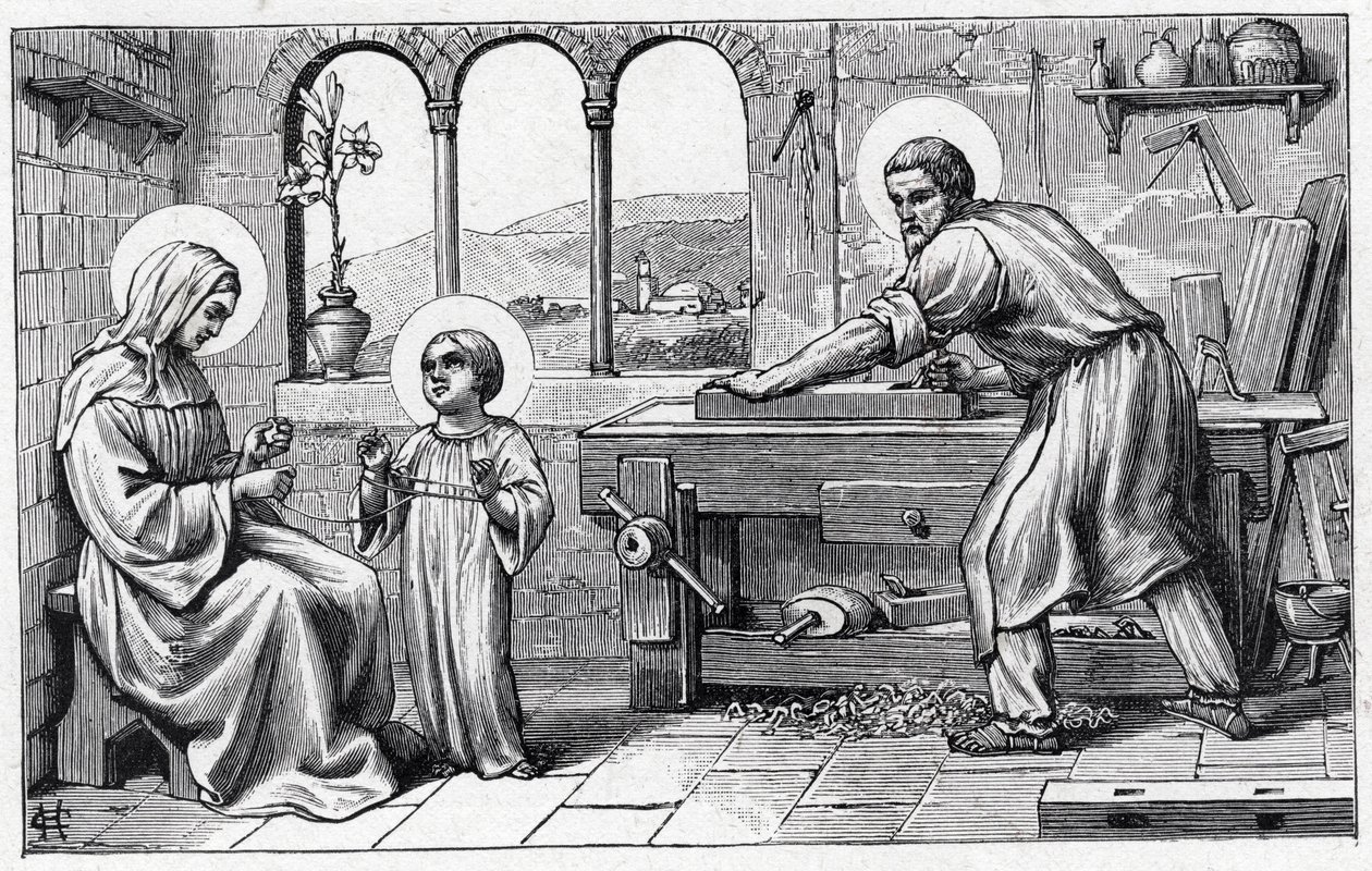 Jesus ao serviço de Maria. O alfabeto do menino Jesus. Edição de 1932. Gravuras de madeira assinadas H G. Coleção privada de William M. Timlin