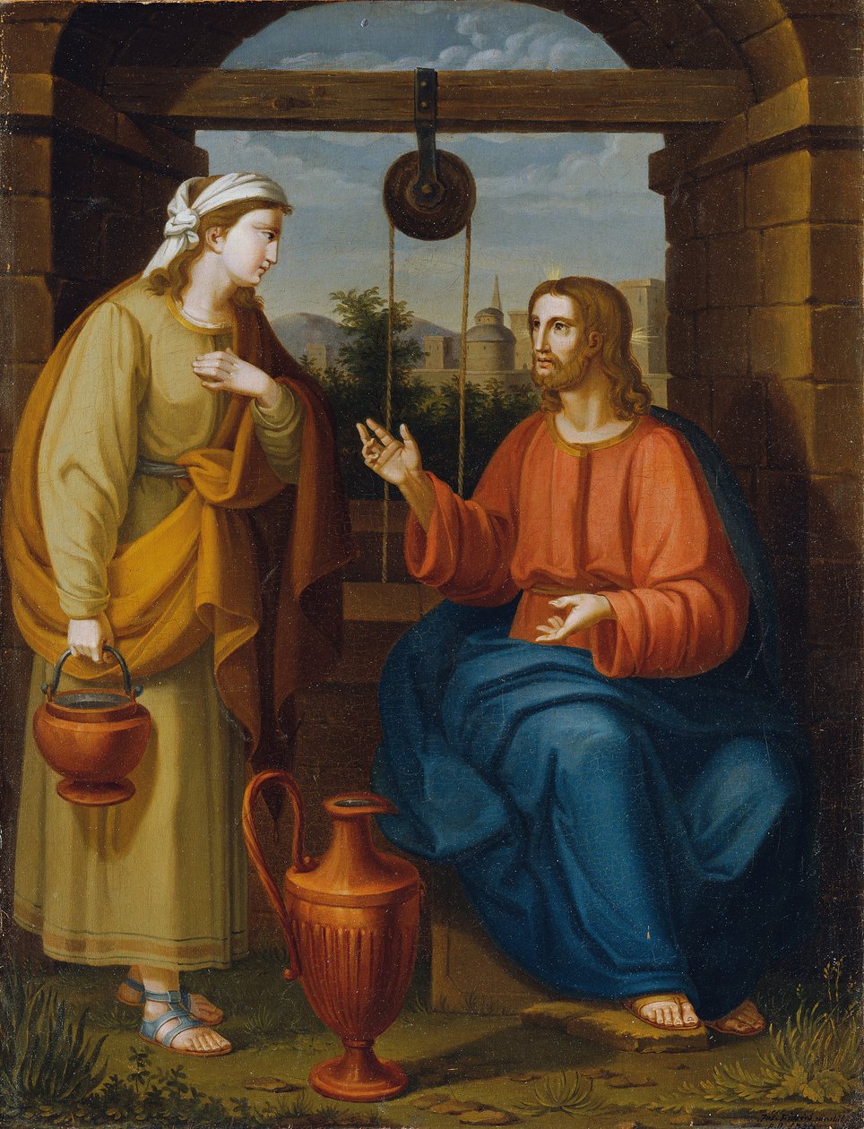 Jesus e a mulher samaritana no poço de Unbekannter Künstler